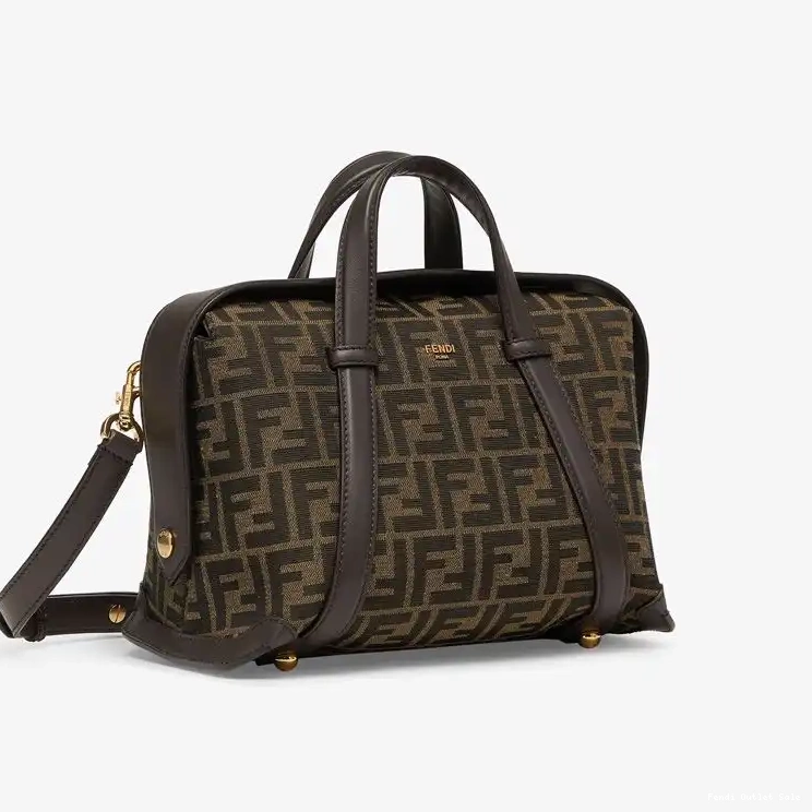 Affordable Fabric Brown Boston Motif Fendi In Medium 365 Bag FF 0624